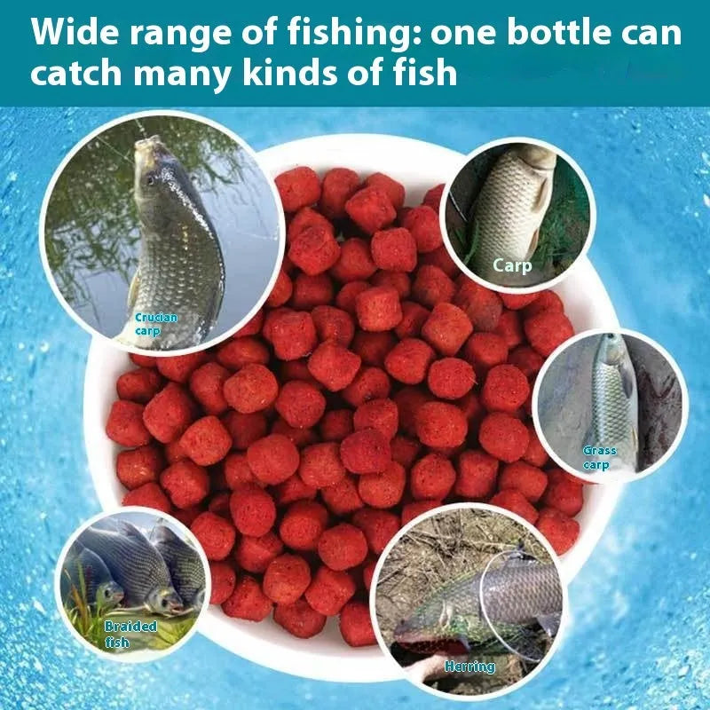 Grass green lazy particle fishing bait for freshwater crucian carp in plastic bottle packaging