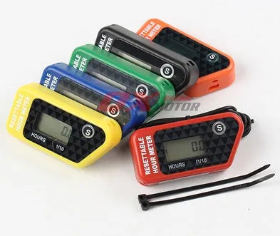 Black waterproof LCD digital maintenance reminder timer for ATV motorcycle boat and lawn mower.