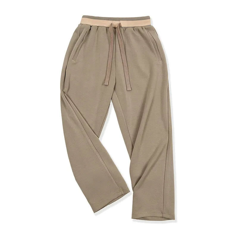 Men's casual air layer sweatpants in gray polyester, loose straight-leg elastic waist design