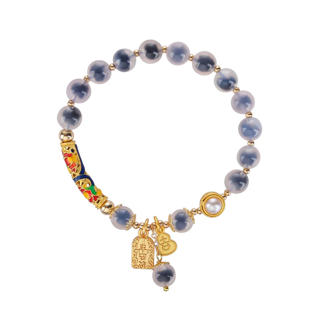 Sugar heart agate bracelet with retro minority design and adjustable closure