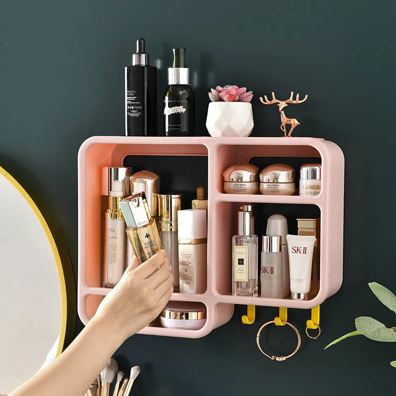Modern simple wall-mounted plastic storage shelf in white, 36.2x27.2x9.3cm, for cosmetics and small items