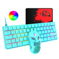 RGB gaming keyboard and mouse set with wired USB connection and 6400 DPI optical mouse on a desk
