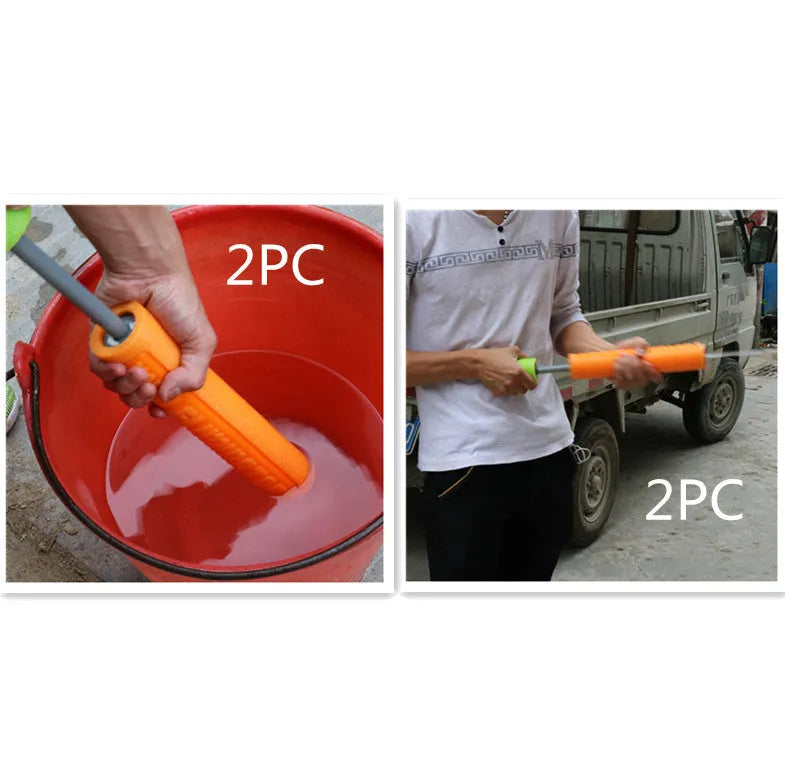 Orange EVA foam handle water gun for children's outdoor summer games.