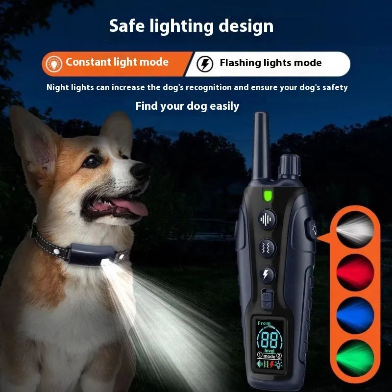 Colour screen dog training collar remote with dual power display and waterproof collar for one dog