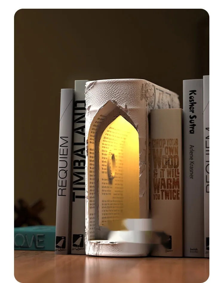 Magic Book gypsum table lamp in book shape for bedroom bedside ornament with switch control