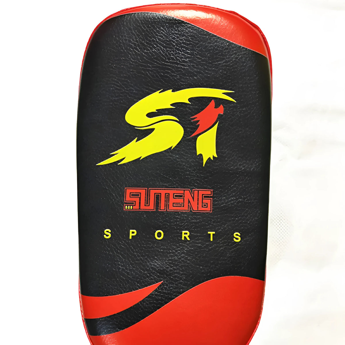 Boxing Sanda hand-held foot target PU leather black with red edges 35x19x8cm with double adhesive buckle