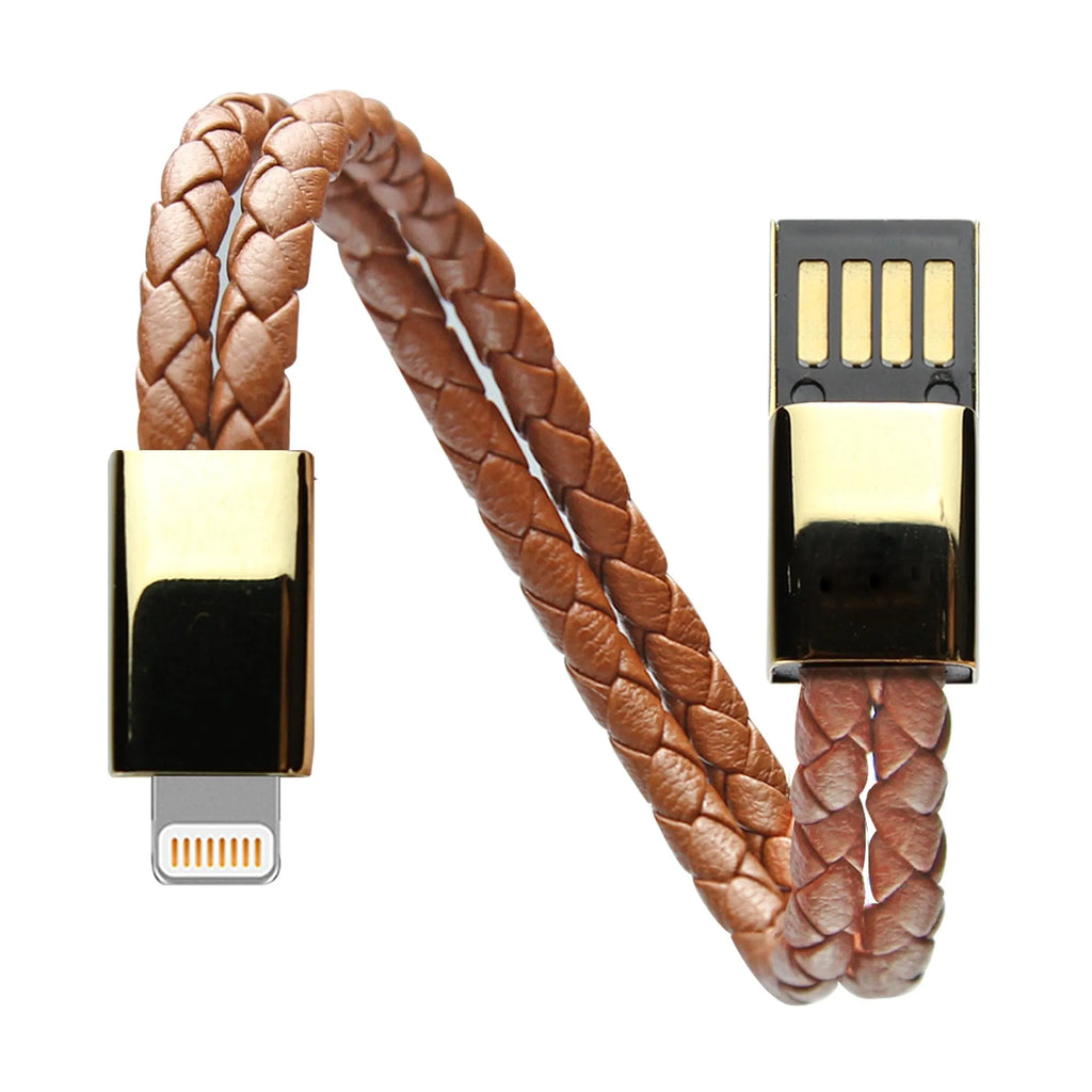 Brown double line bracelet charging cable with single head connector measuring 22.5cm length