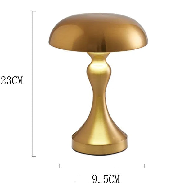 Metallic USB rechargeable touch desk lamp showing three colour light settings