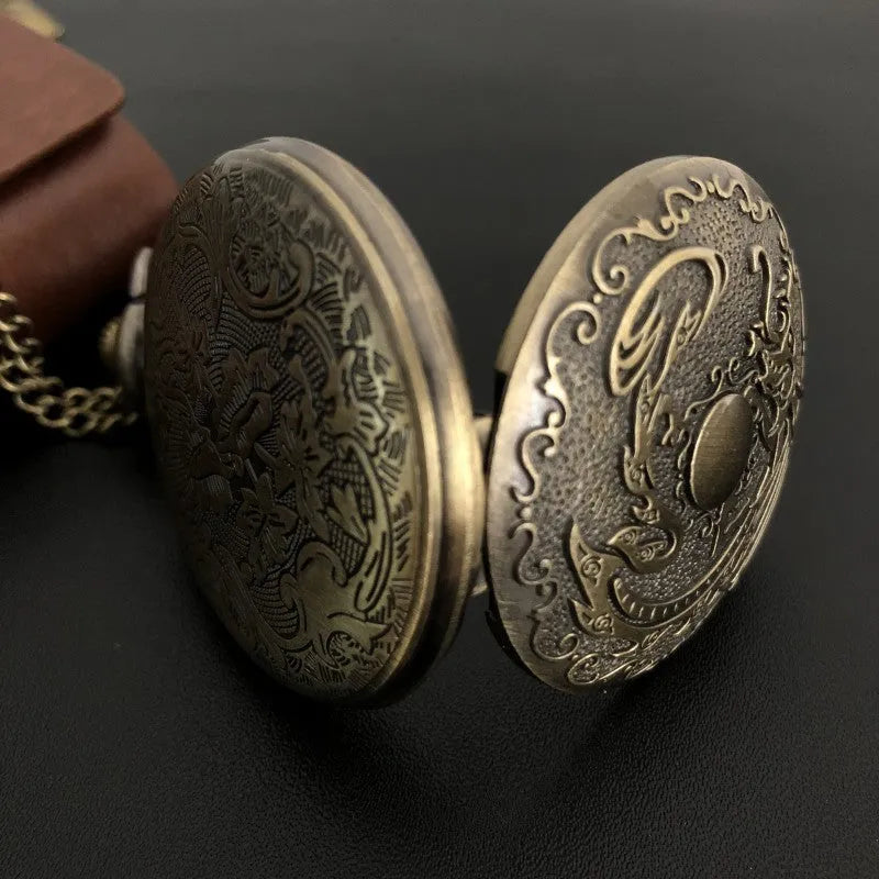 Dragon Bone Stone British pocket watch in bronze colour, 13mm thickness, casual clothing accessory