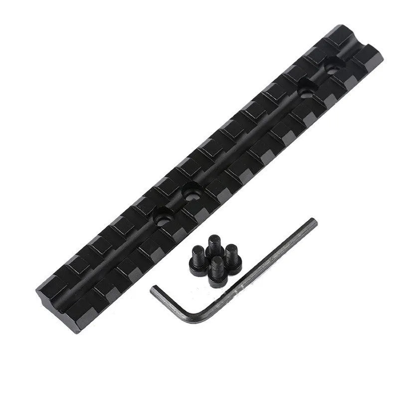 Black anodised aluminium Picatinny scope mount rail for shotgun with screws and Allen key