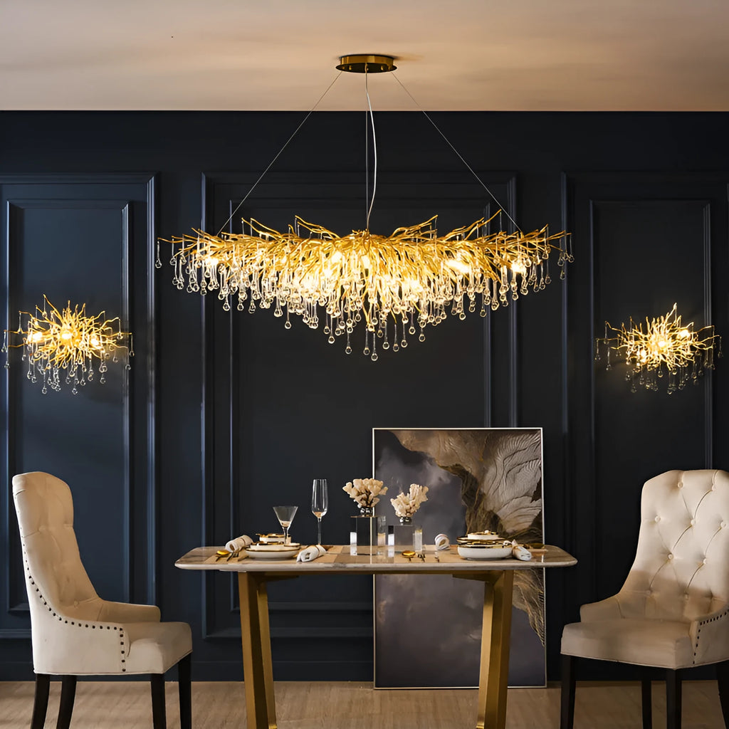 Art Deco glass chandelier pendant light round diameter 40cm for dining room or bedroom