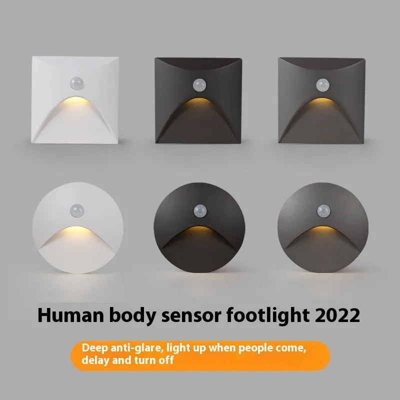 2285 human induction foot lamp aluminium shell 85x85mm outdoor round switch type