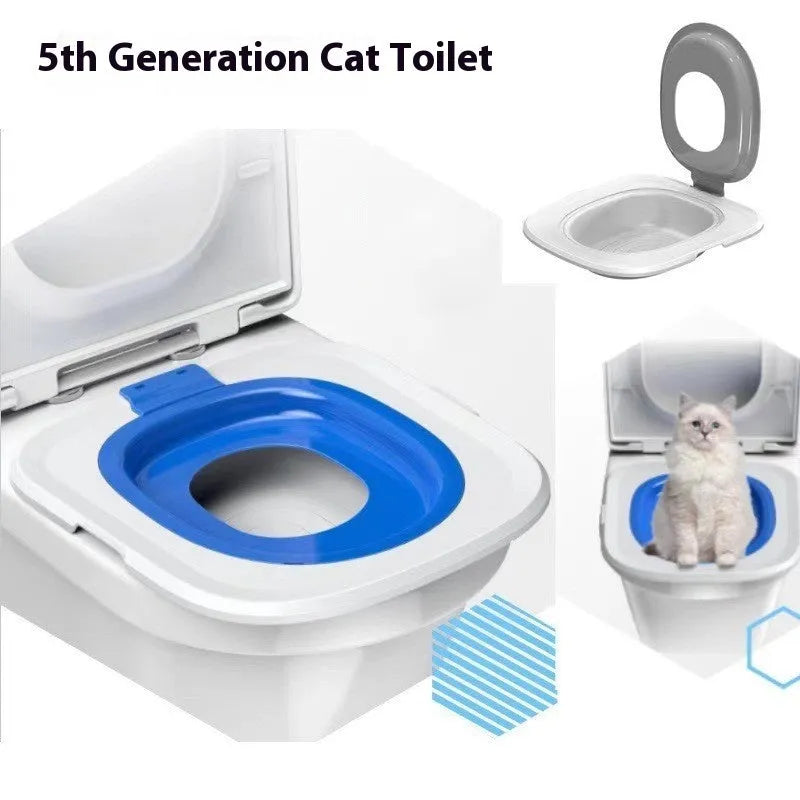 Fifth generation cat toilet with trainer tray and mat in grey, green or blue colours