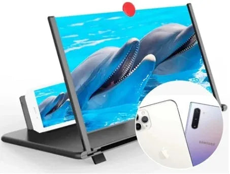 12-inch wooden grain screen amplifier folding bracket for mobile devices showing portable stand design