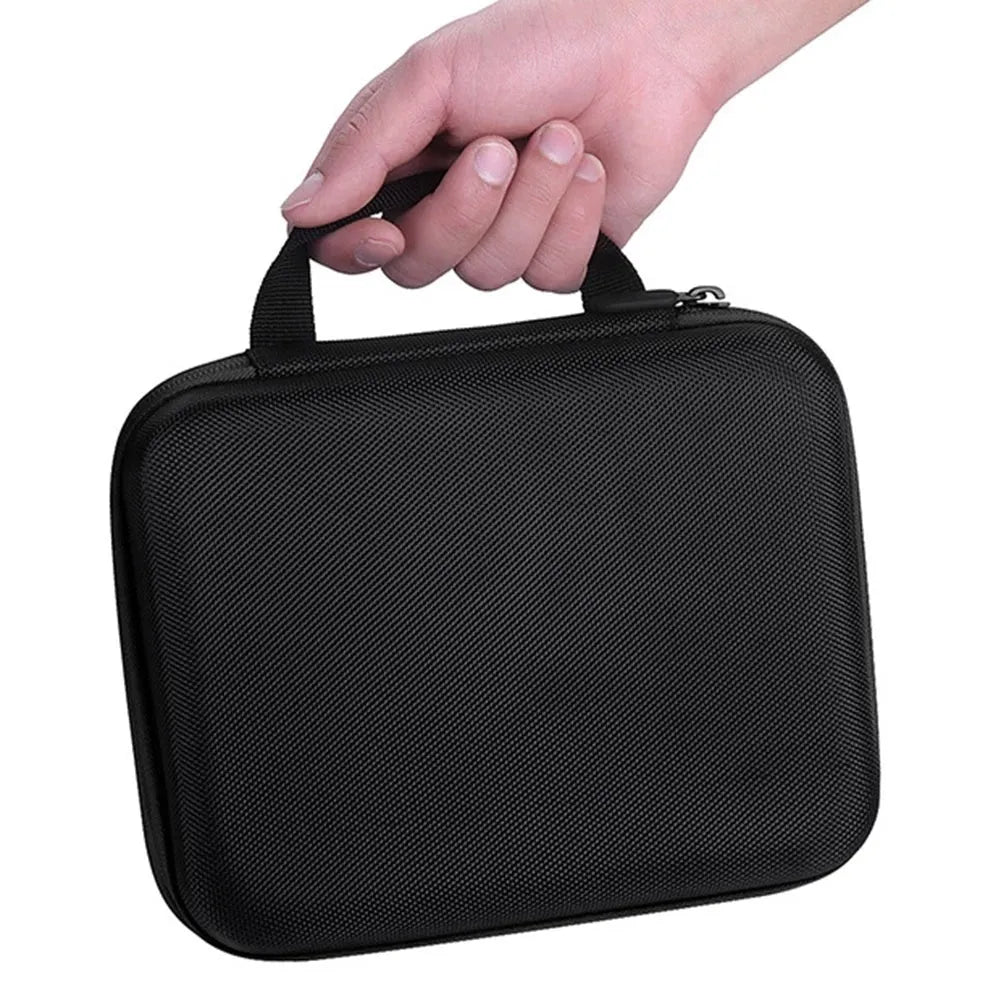 Red EVA cube-shaped bag with 30 compartments for 15ml essential oil bottles, shown with zipper open.