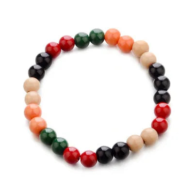 Natural stone bead bracelet with lava stones on a wrist