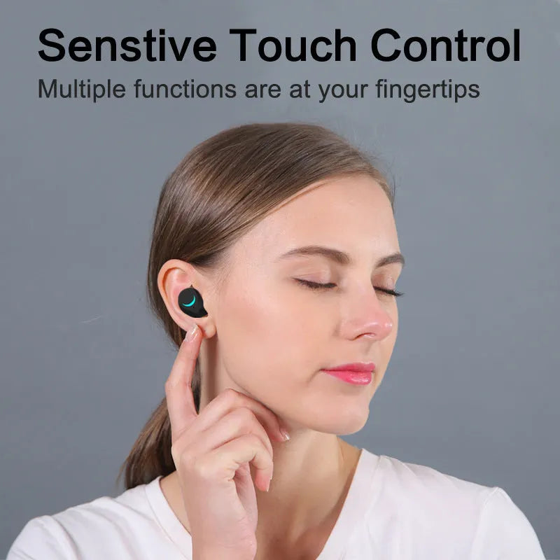 Black TWS Bluetooth wireless stereo headset with earplug design