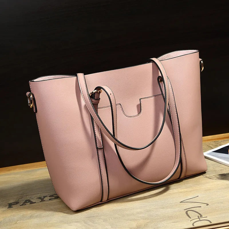 Brown retro-style women's PU leather messenger bag with a top handle and long shoulder strap.