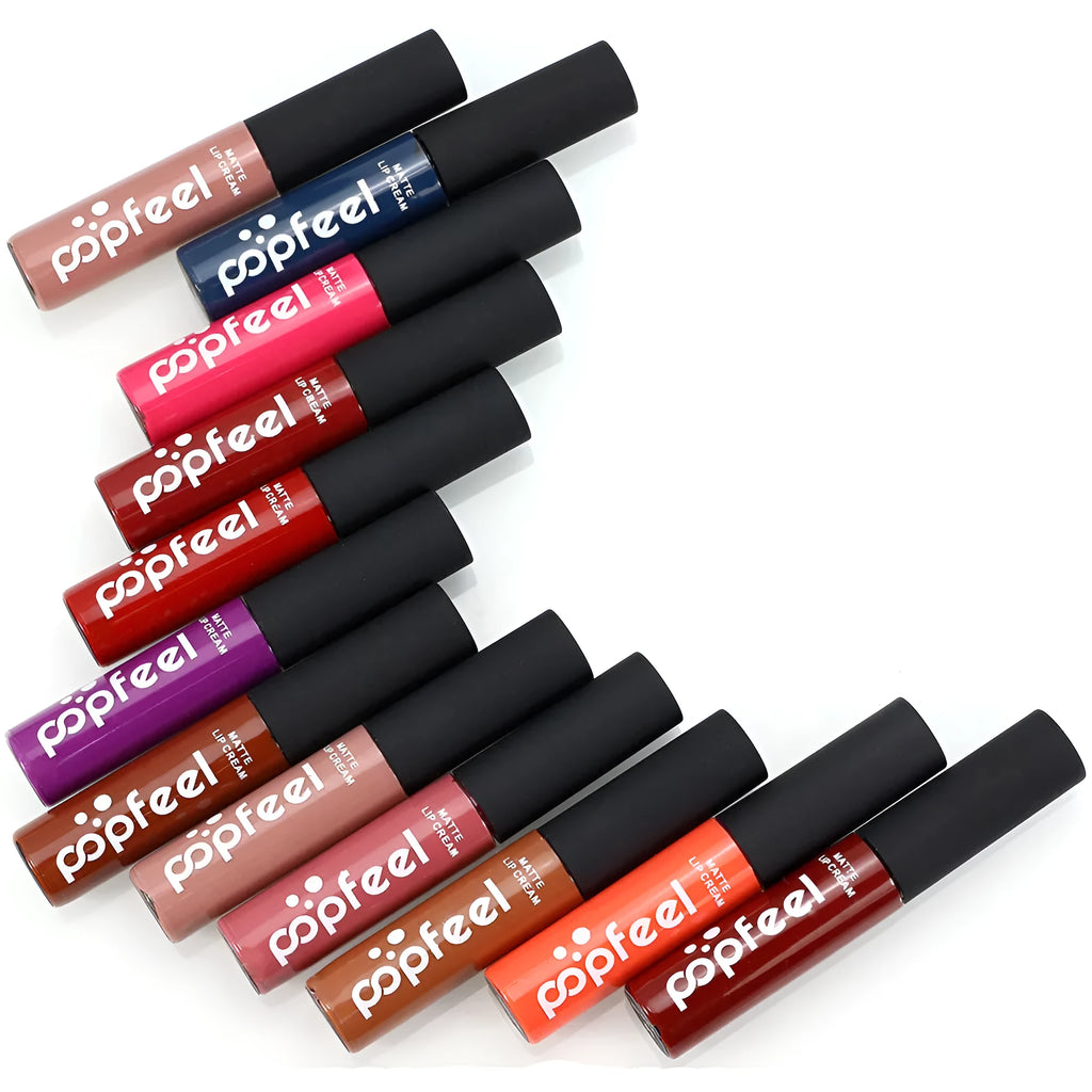 Matte liquid lip gloss in nude orange shade in a compact 9cm tube