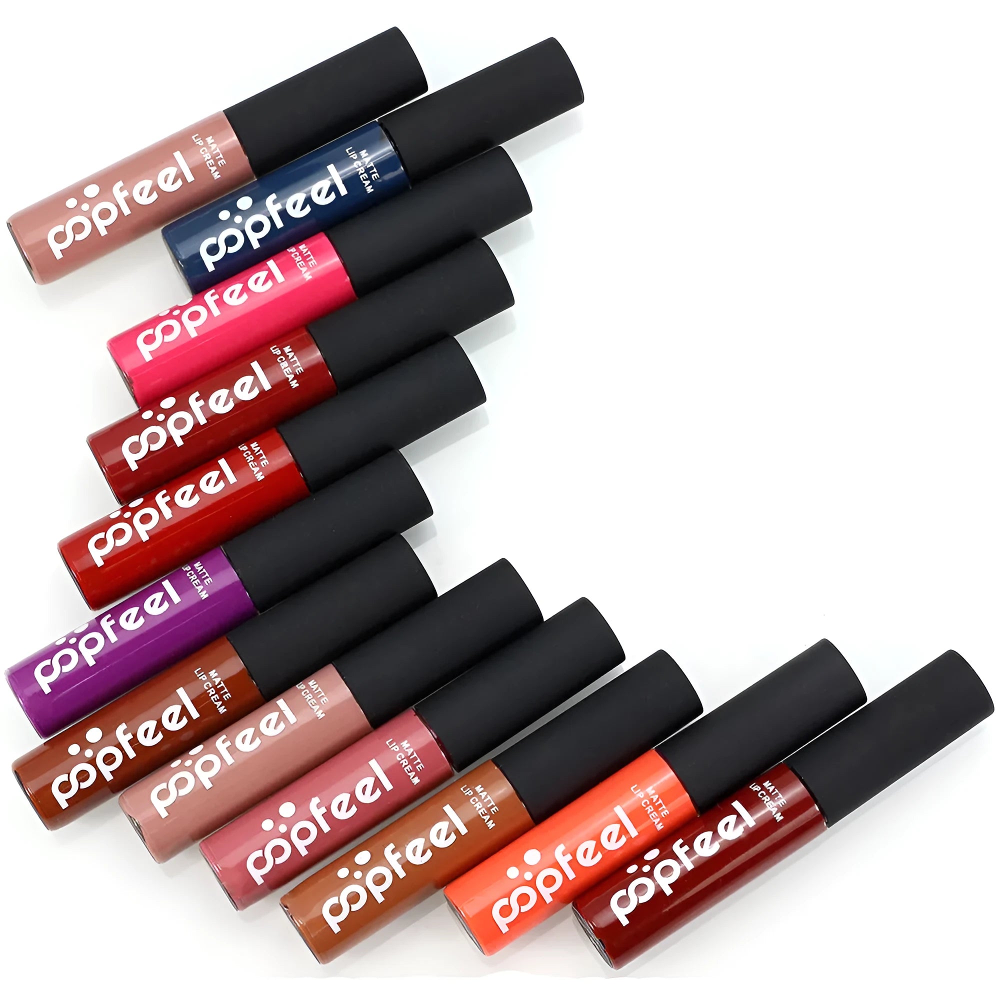 Matte liquid lip gloss in nude orange shade in a compact 9cm tube