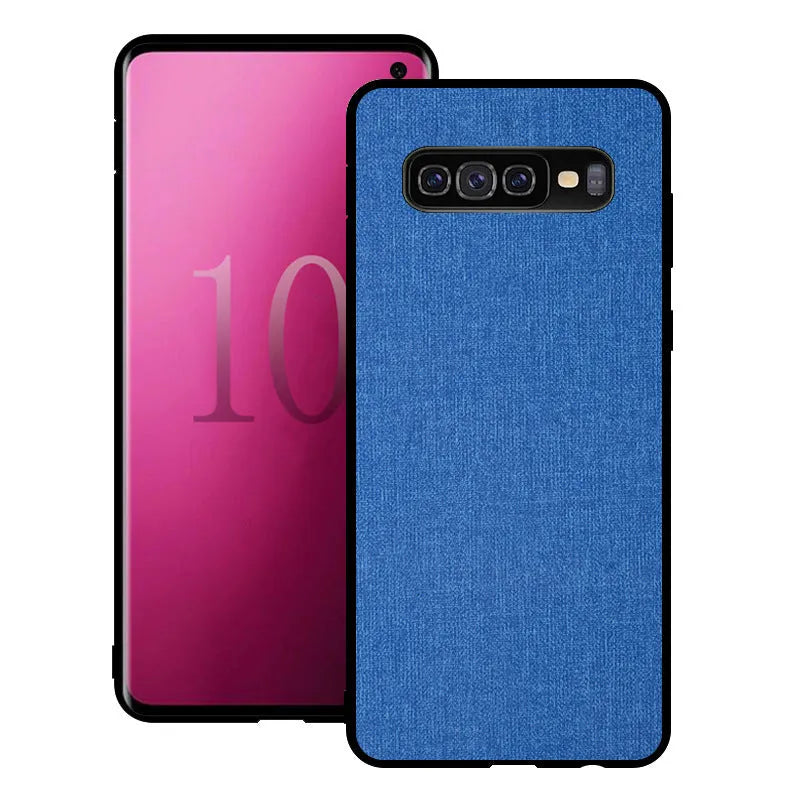 Canvas-style phone case for Samsung Galaxy S series in assorted colours