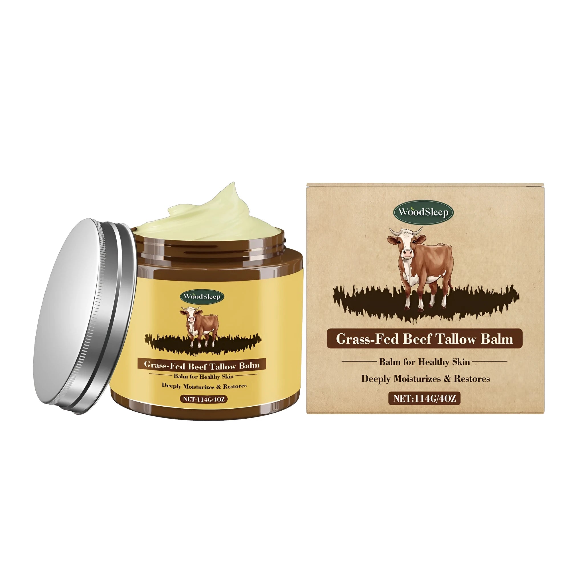 114g jar of unscented cow fat skin care cream with tallow, honey and olive oil