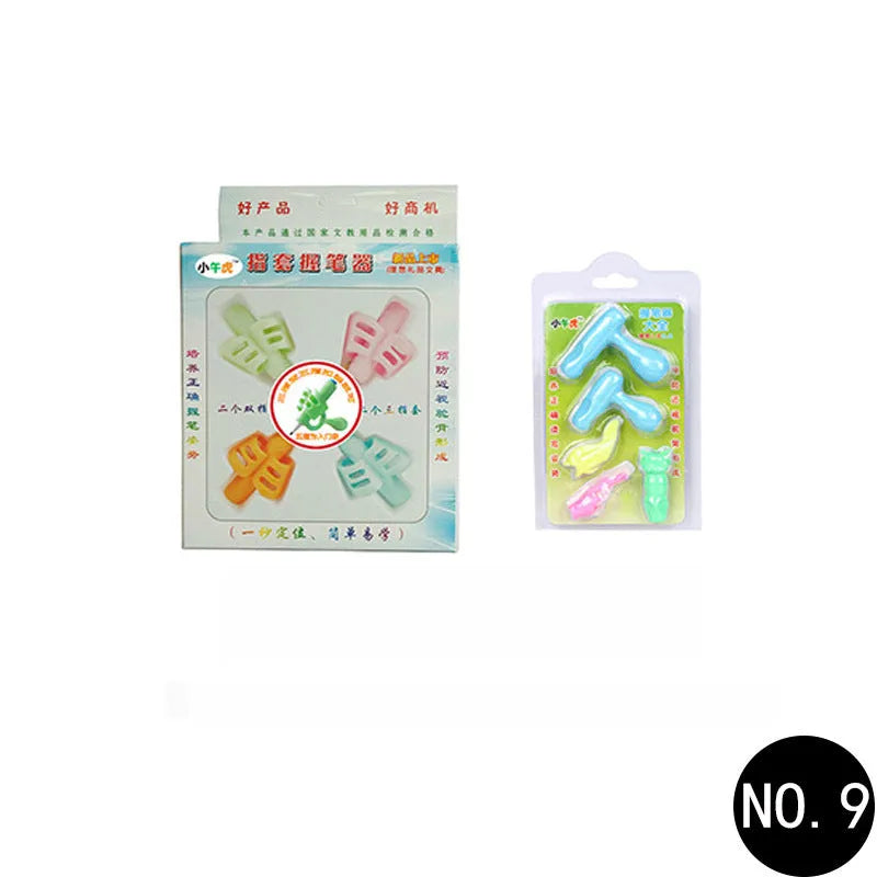 Children's soft rubber pen holder for posture correction with cartoon animal design options
