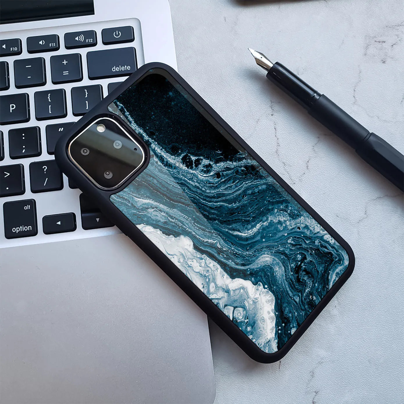 Marble design plastic back cover case for iPhone on a table