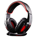 Black SADES SA902 USB gaming headset for PC with over-ear design and lighting effects.