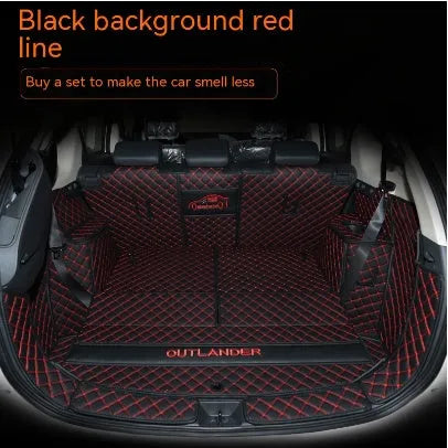 Custom 3D boot liner mat for Mitsubishi Outlander, shown in a black and beige colour combination.