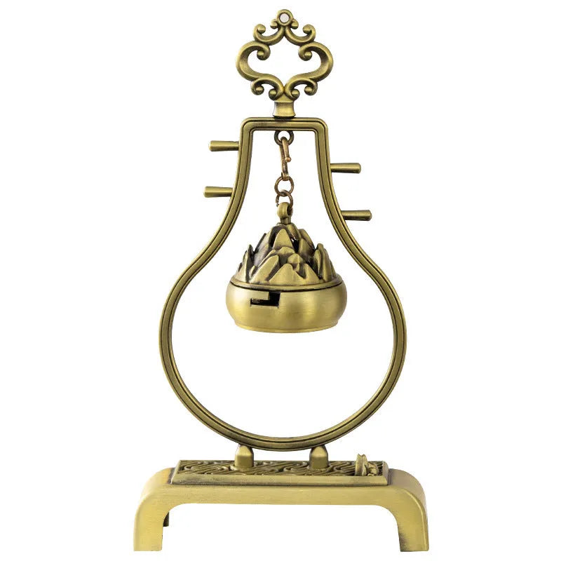 Bronze alloy hanging aromatherapy furnace with Magpie branch-Lotus motif for tea ceremony decor