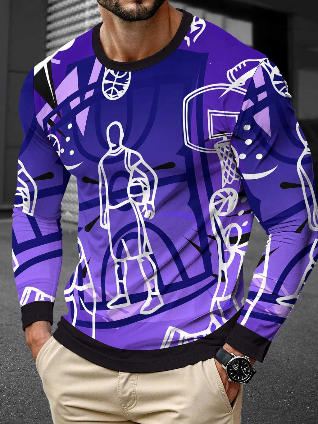 Men's long sleeve round neck milk silk pullover jumper on a hanger, multiple colour options available.