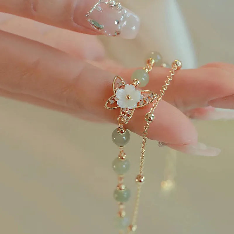 Yellow gold electroplated copper butterfly bracelet for women with geometry shape