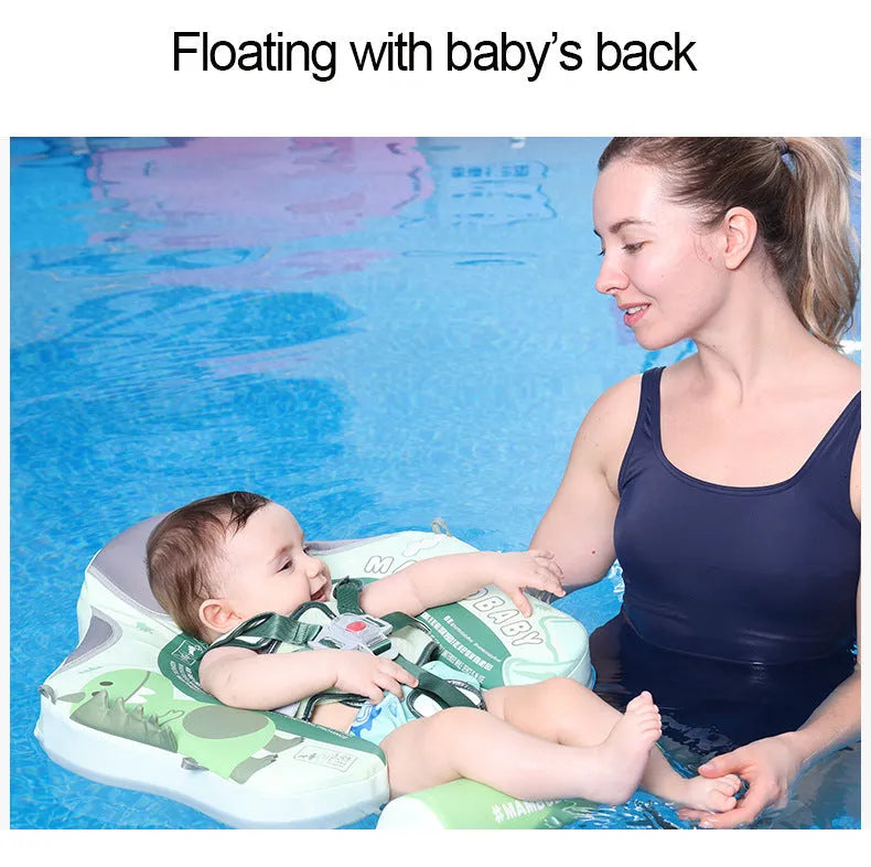Avocado green dinosaur baby swimming ring with sun shade inflatable float for toddlers