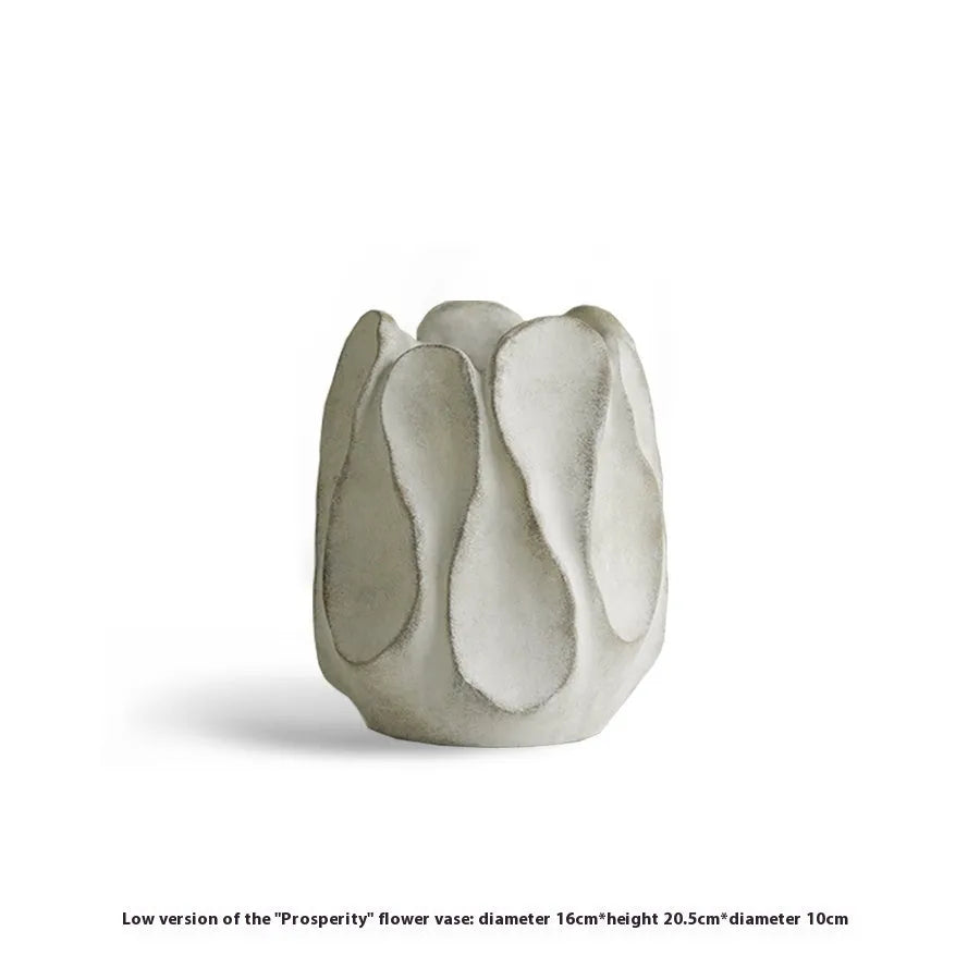Irregular artistic ceramic vase in magnesium clay for flower arrangements, available in high and low style options