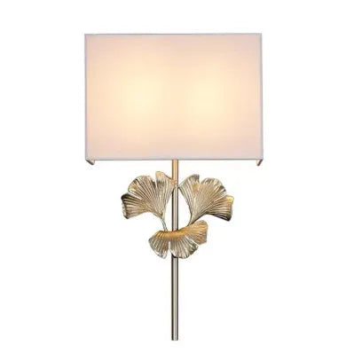 White all-copper ginkgo leaf wall lamp 530x300x120mm with E14 cap for home lighting