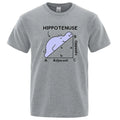 Loose fit cotton t-shirt with white hippotenuse opposite adjacent math joke print on army green fabric