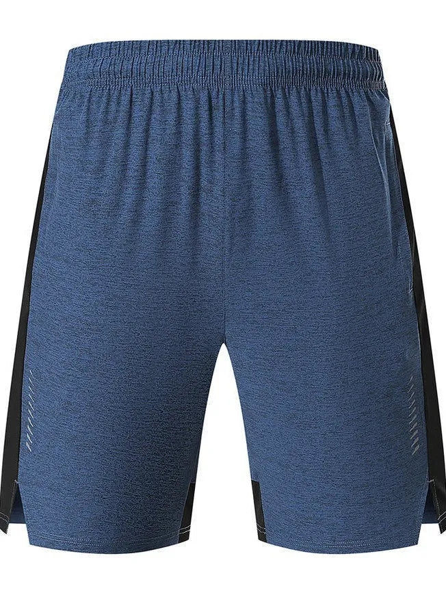 Men's forest green five-point spandex casual shorts laid flat.