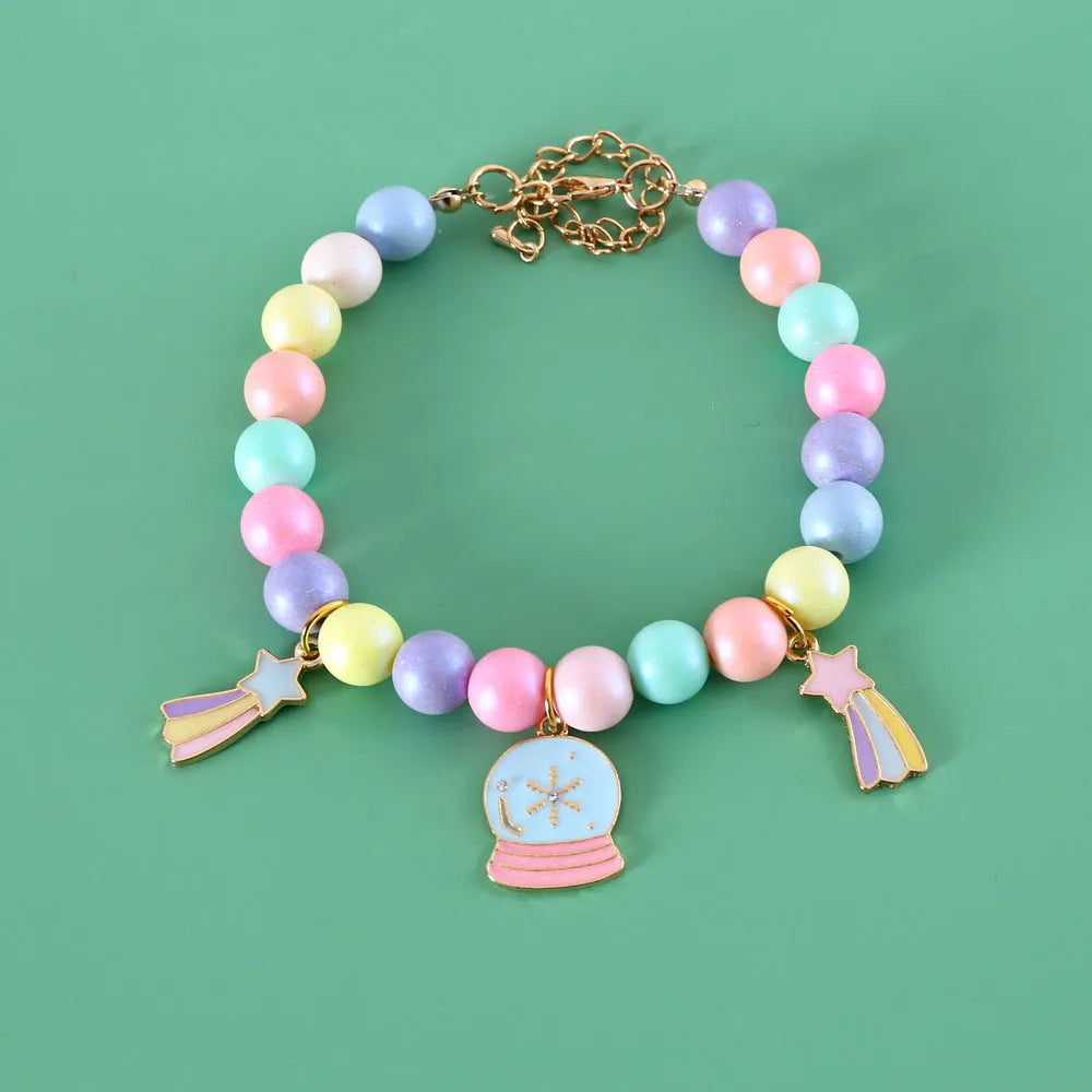Macaron-colour resin pet collar and headdress set with matching bracelet and necklace accessories