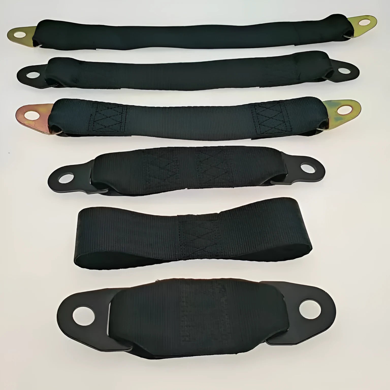 Electric door limit fixing strap for vehicle door opening control with mounting hardware