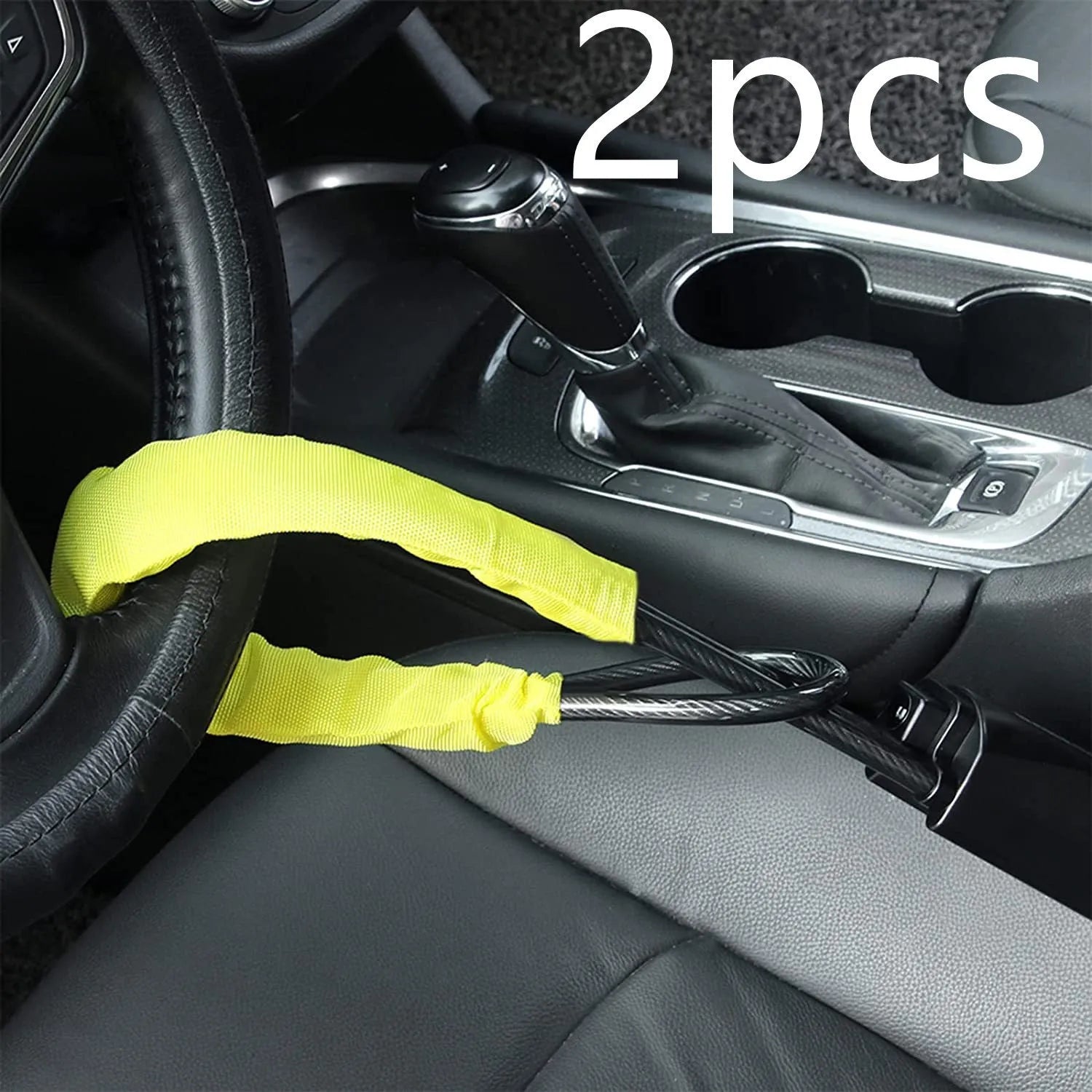 General Motors steering wheel lock with iron wire rope and copper lock mechanism in three colour options