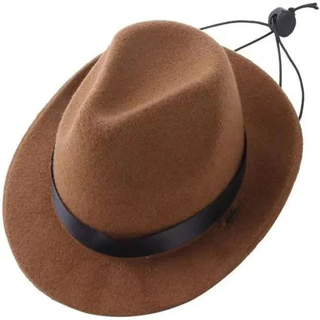 Wool felt mini sun hat for small pets in pink, black, brown, or red, S size 155cm diameter.