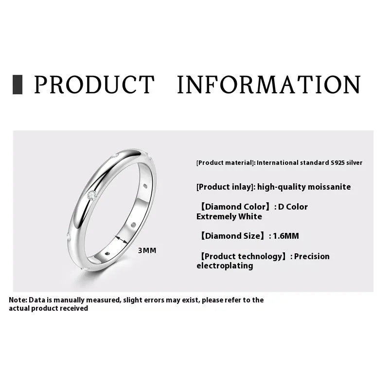 S925 sterling silver geometric bracelet ring with round elements in traditional, gold stars, or platinum stars finishes