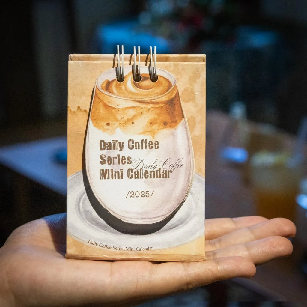 Mini desk calendar 2025 coffee series paper simple modern design daily page calendar 8x8 cm