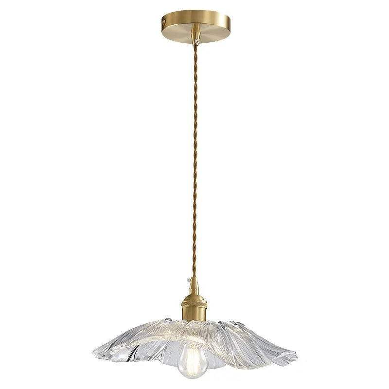 Nordic Japanese decorative lotus leaf lamp with iron body and glass shade