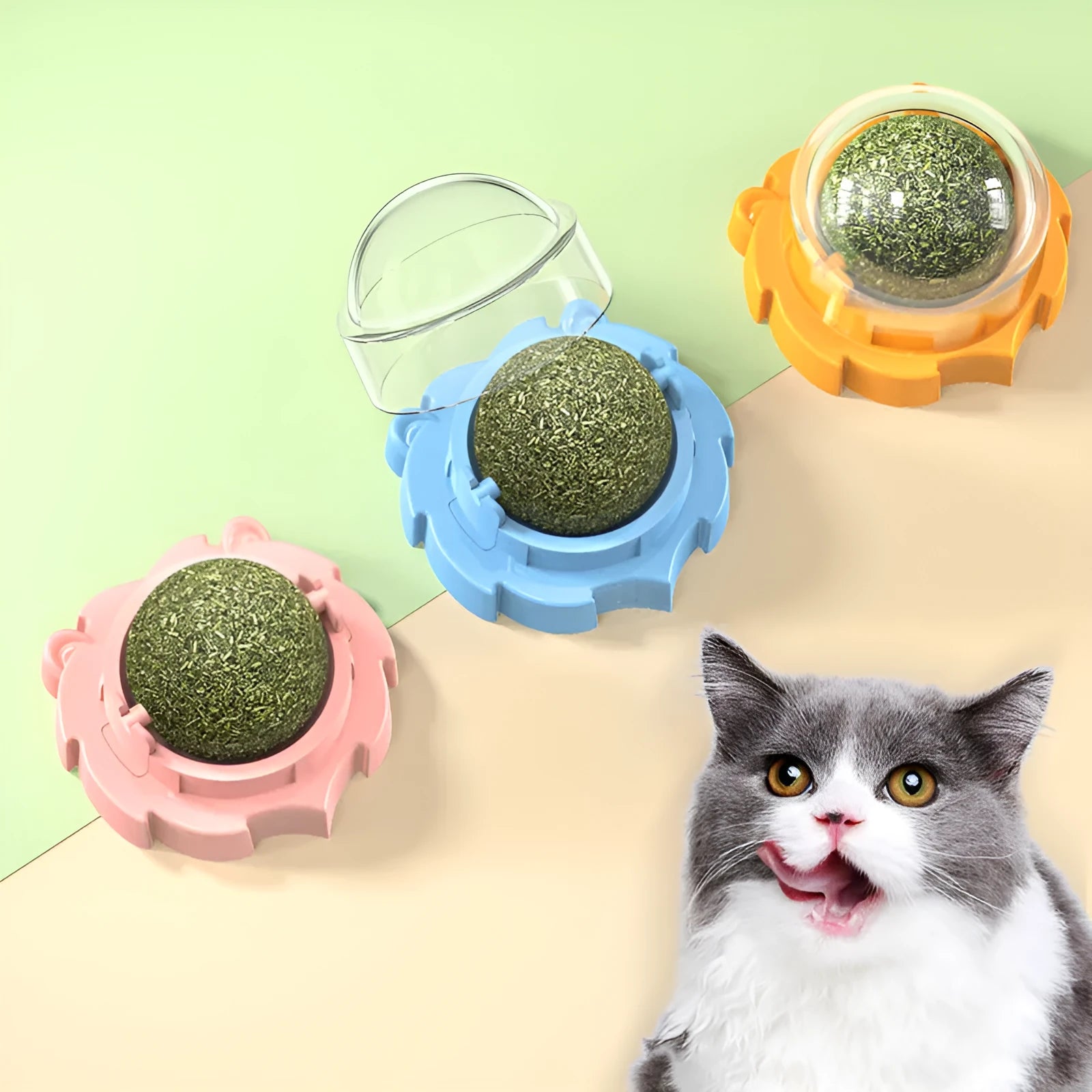 Orange lion-shaped cat toy with molar textures for dental cleaning