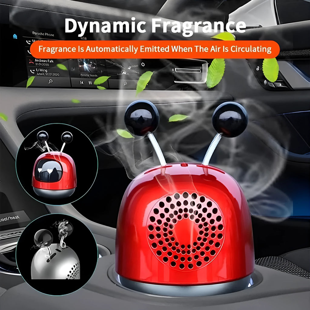 Robot-shaped car vent aromatherapy air freshener diffuser in blue, grey, or red.