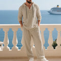 Men's casual loungewear set long sleeve hooded top and jogger pants in cotton blend