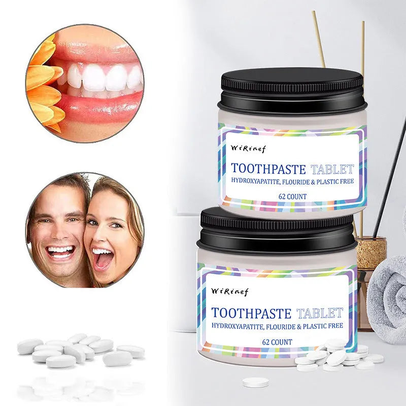 TP19 colour solid toothpaste tablets in container with 62 pieces for portable oral hygiene