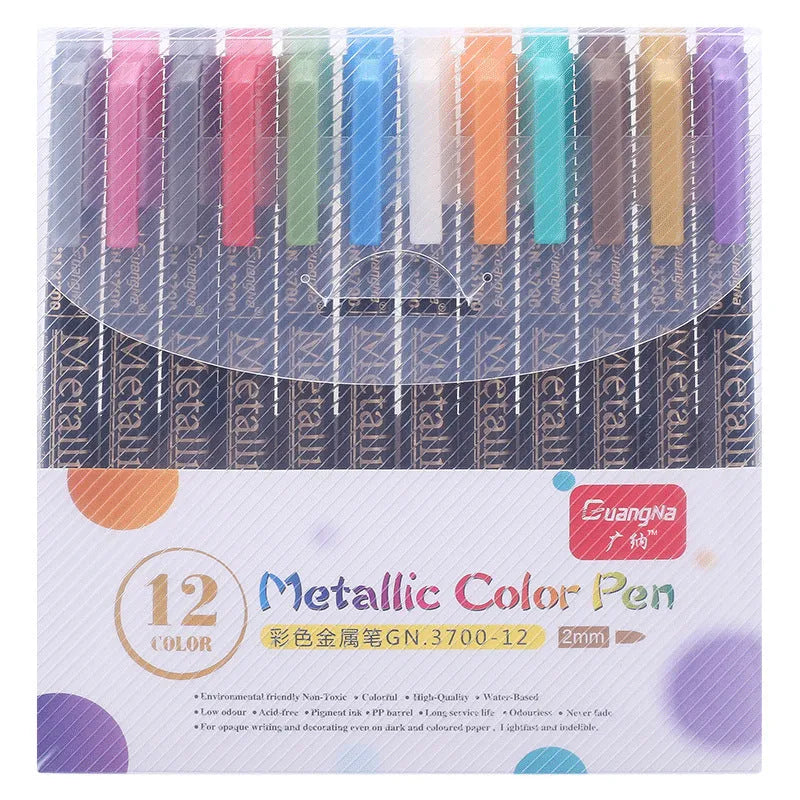 Metallic marker pen set with plastic barrels for card making and stationery projects, available in multiple colour boxed sets